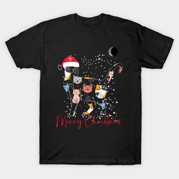 Furry Christmas Cat/ Funny Pattern cats Christmas T-Shirt by UranusArts